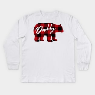 Daddy Bear. Buffalo plaid Kids Long Sleeve T-Shirt